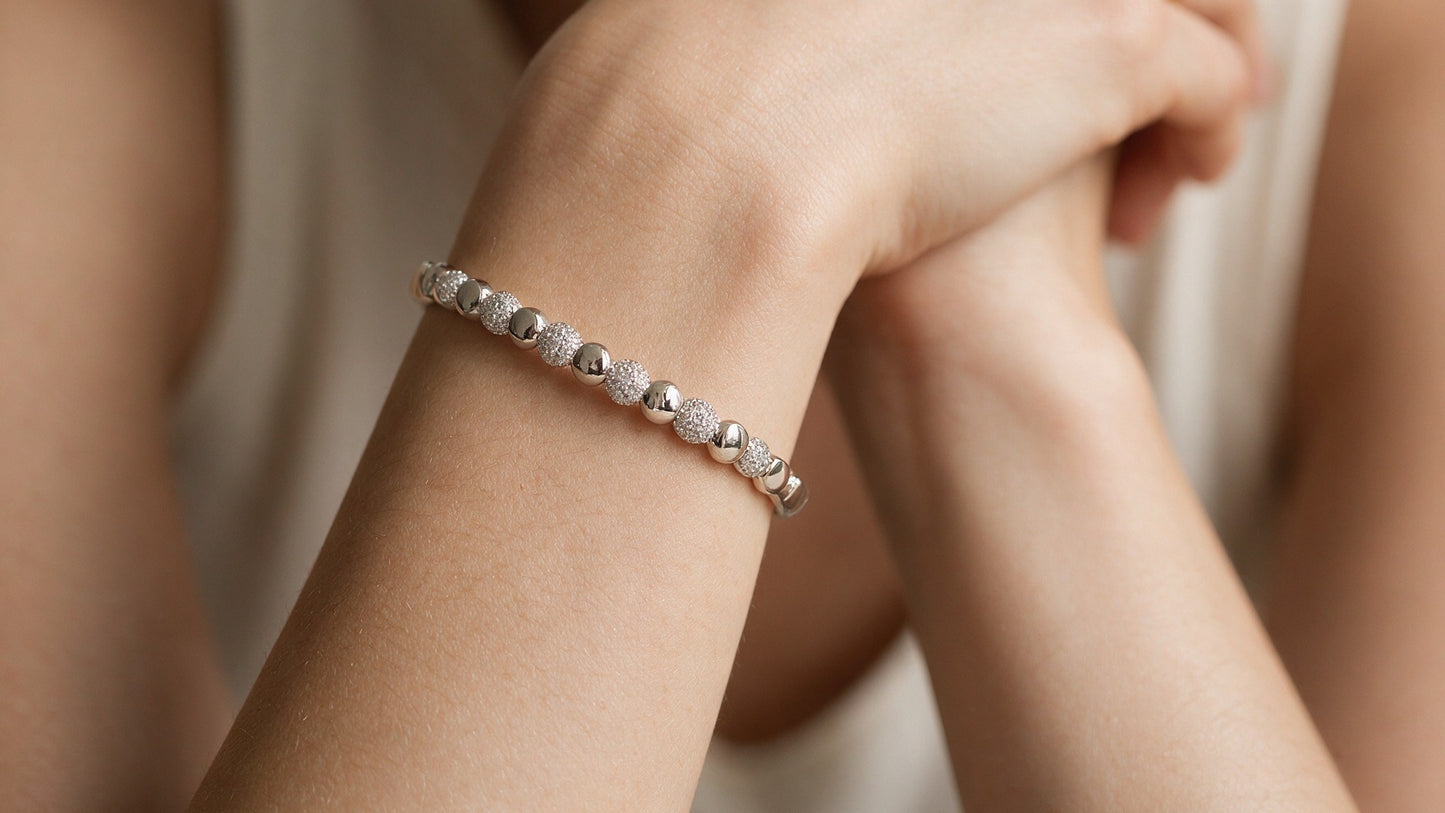 Divara Marlowe Bangle, sterling silver 925 cubic zirconia bracelet