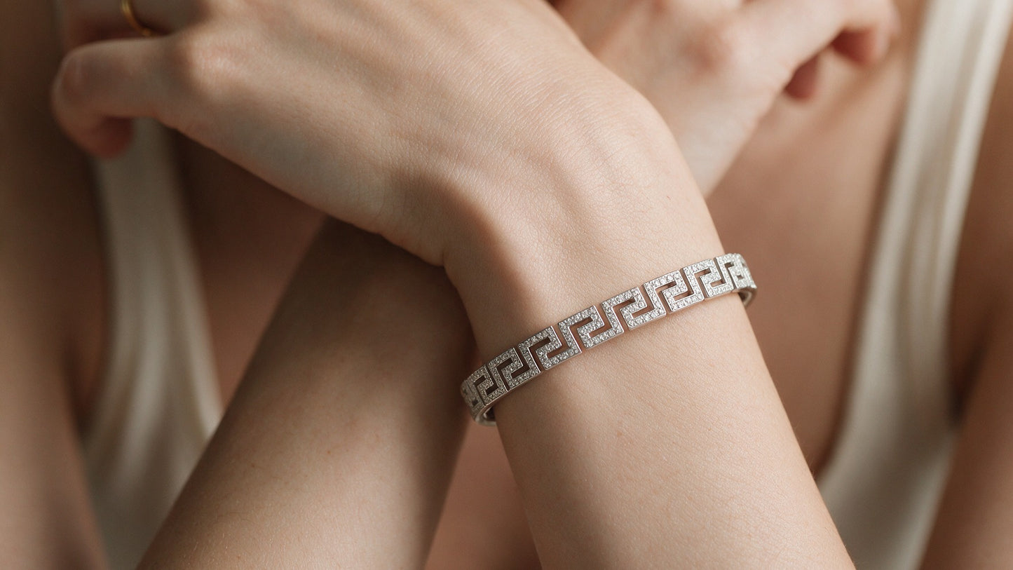 Divara Thalia Bangle, sterling silver 925 cubic zirconia bracelet