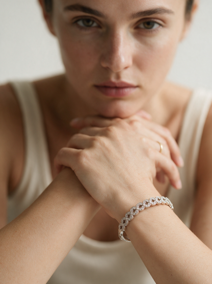 Divara Odessa Bangle, sterling silver 925 cubic zirconia bracelet