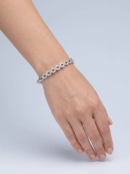 Divara Odessa Bangle, sterling silver 925 cubic zirconia bracelet