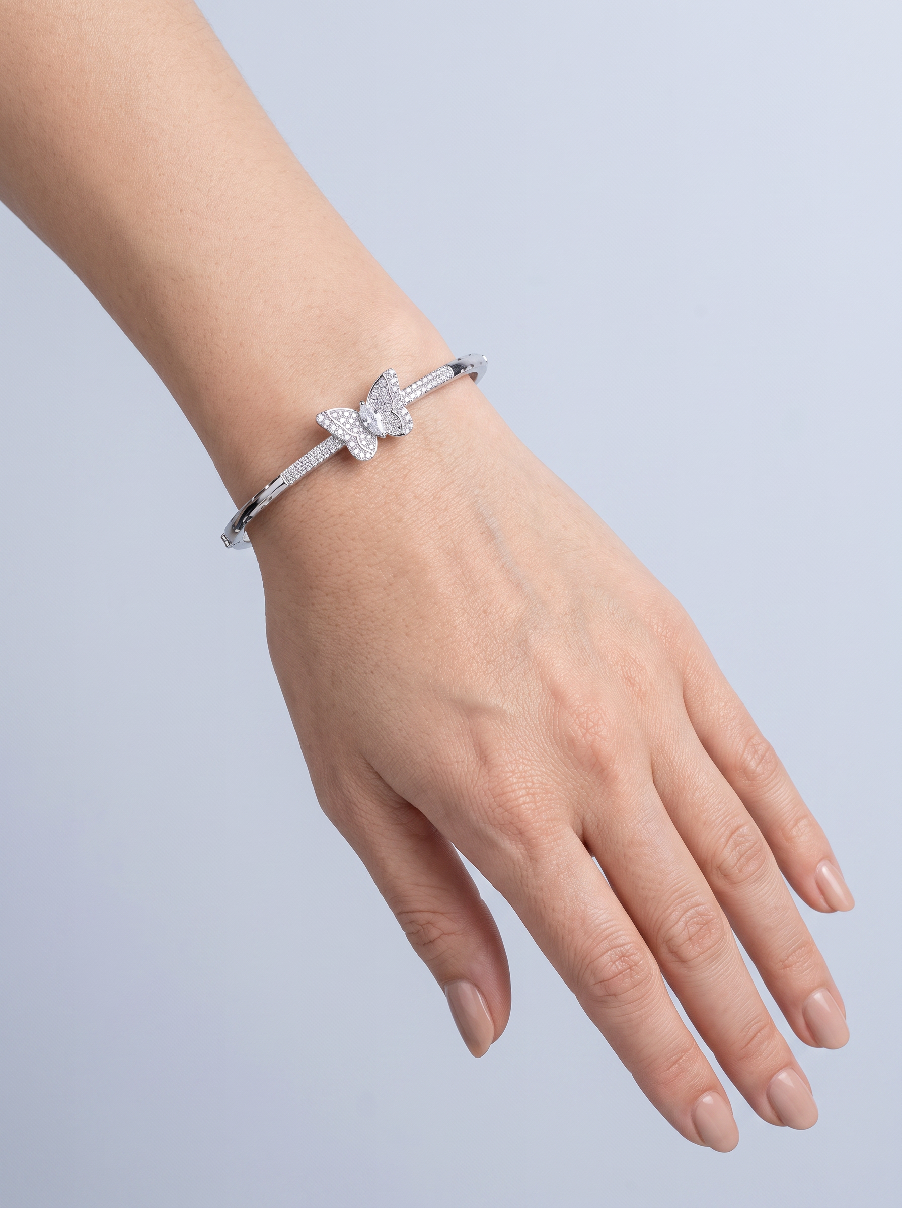 Divara Isolde Bangle, sterling silver 925 cubic zirconia bracelet