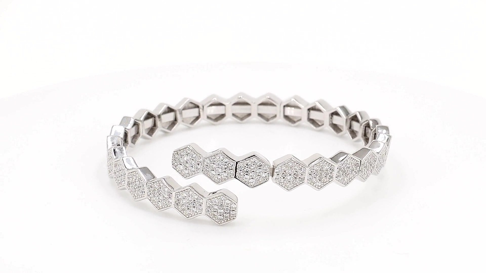 Divara Faye Bangle, sterling silver 925 cubic zirconia bracelet