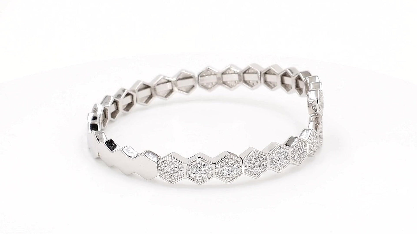 Divara Faye Bangle, sterling silver 925 cubic zirconia bracelet