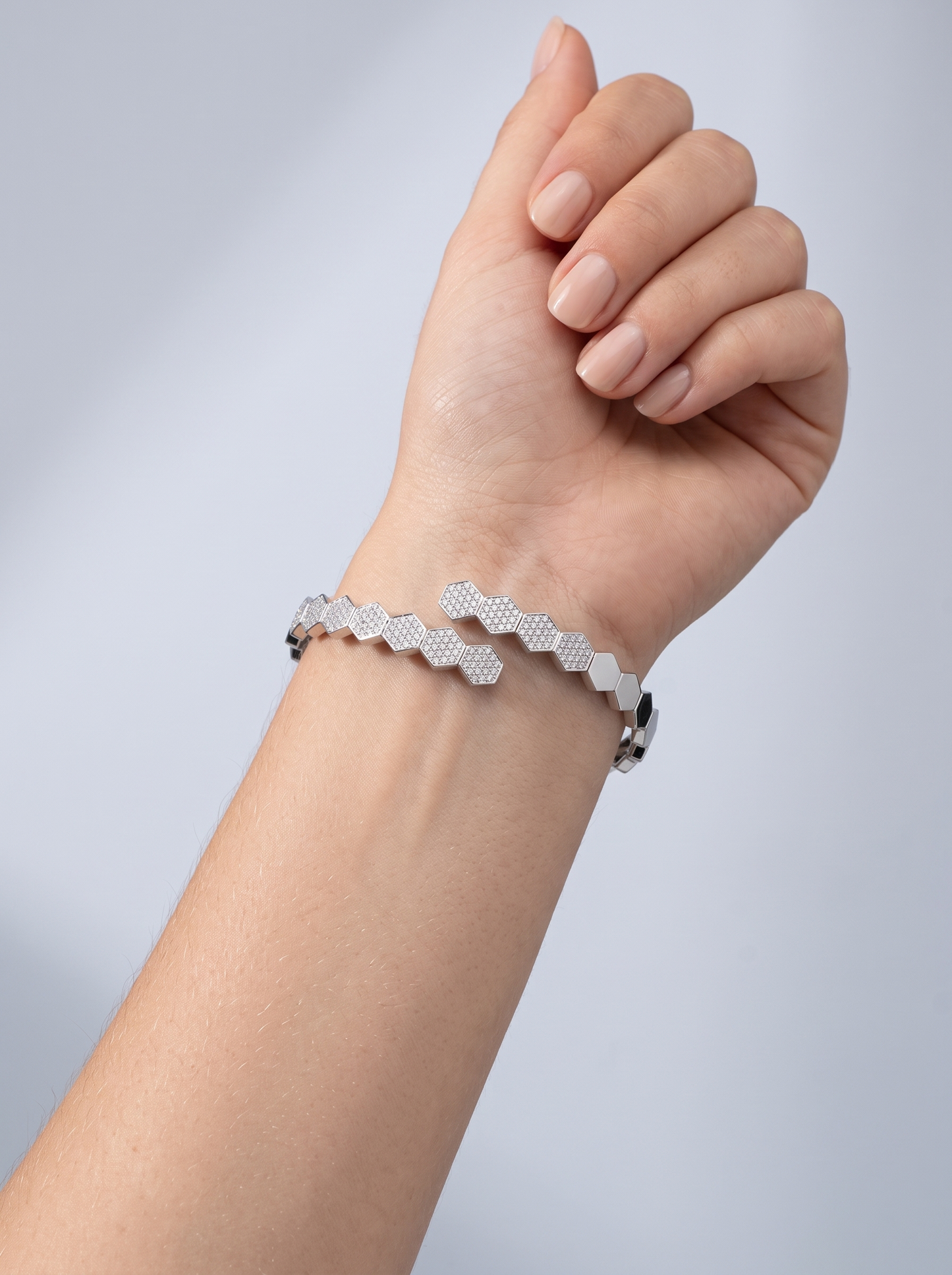 Divara Faye Bangle, sterling silver 925 cubic zirconia bracelet
