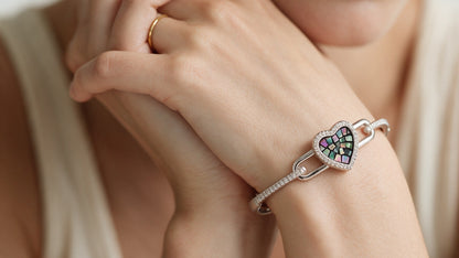 Divara Elowen Bangle, sterling silver 925 cubic zirconia bracelet