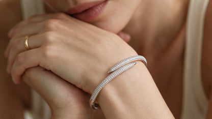 Divara Ines Bangle, sterling silver 925 cubic zirconia bracelet