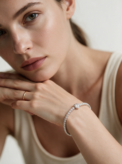 Divara Larkin Tennis Bracelet, sterling silver 925 cubic zirconia bracelet