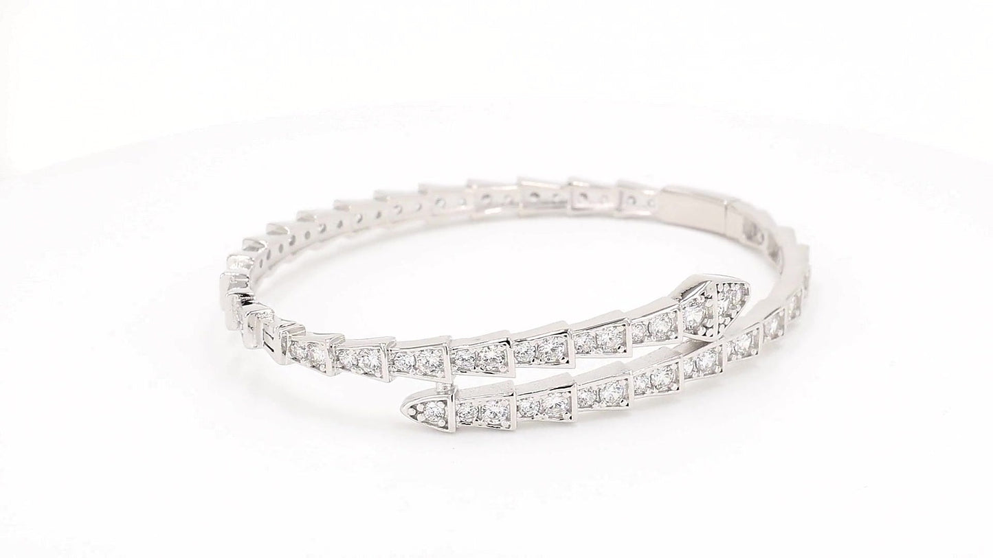 Divara Delphine Bangle, sterling silver 925 cubic zirconia bracelet