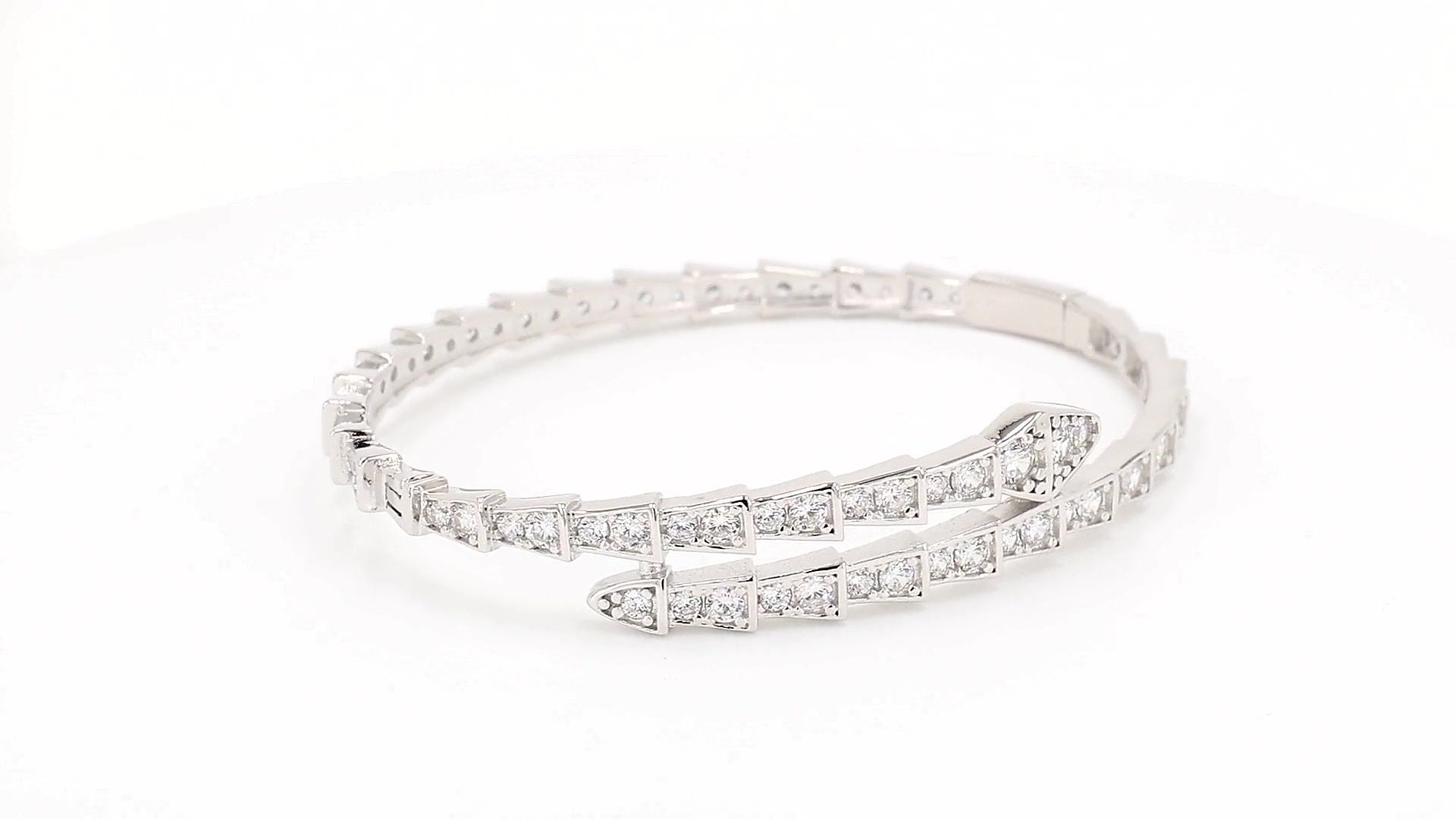 Divara Delphine Bangle, sterling silver 925 cubic zirconia bracelet