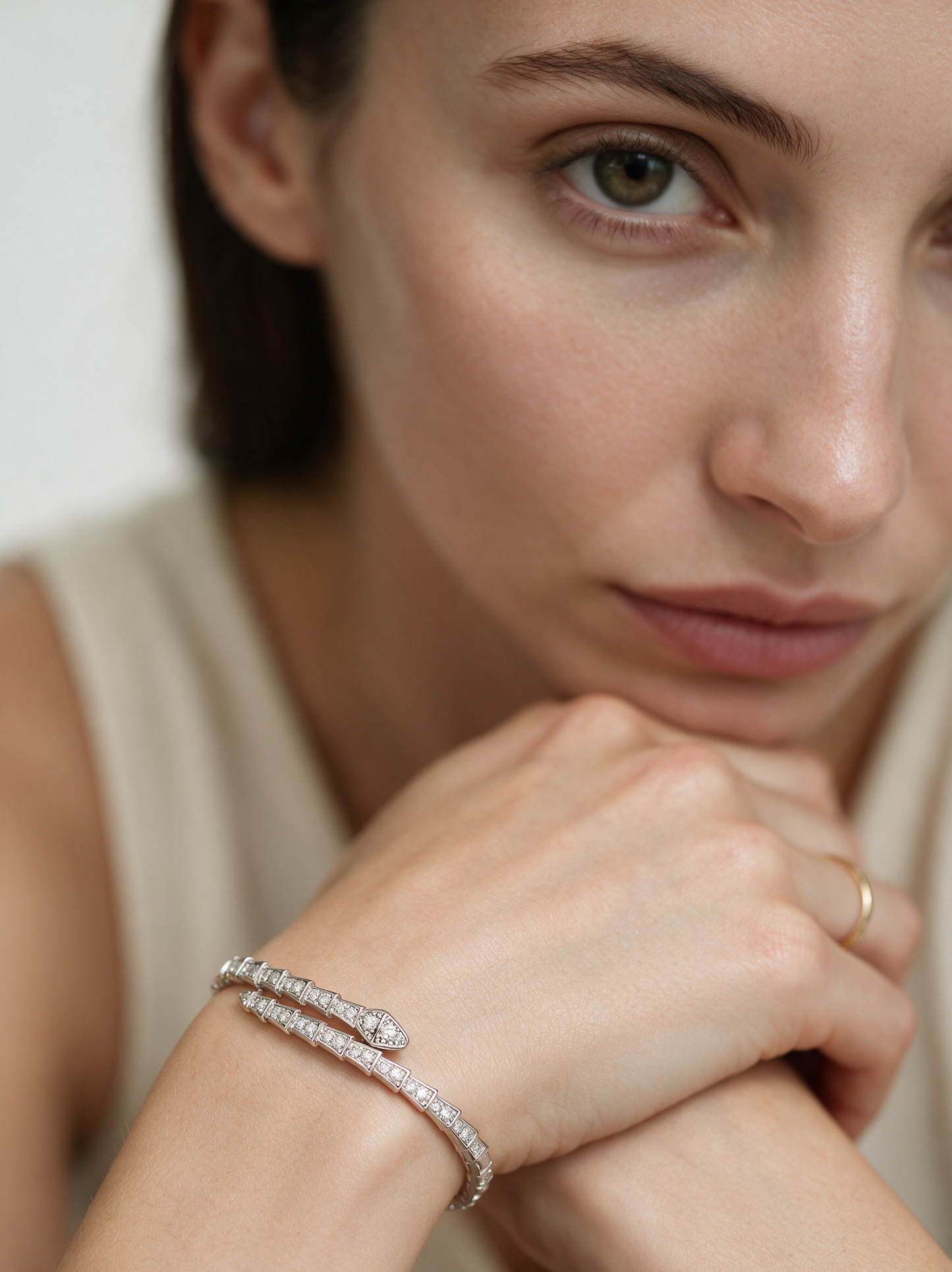 Divara Delphine Bangle, sterling silver 925 cubic zirconia bracelet