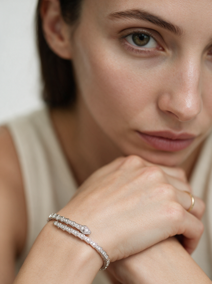 Divara Delphine Bangle, sterling silver 925 cubic zirconia bracelet