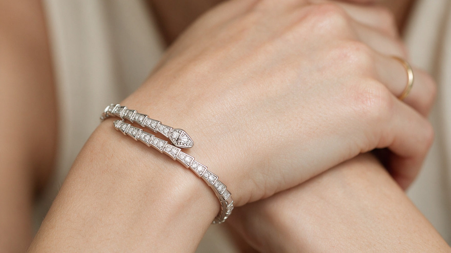 Divara Delphine Bangle, sterling silver 925 cubic zirconia bracelet