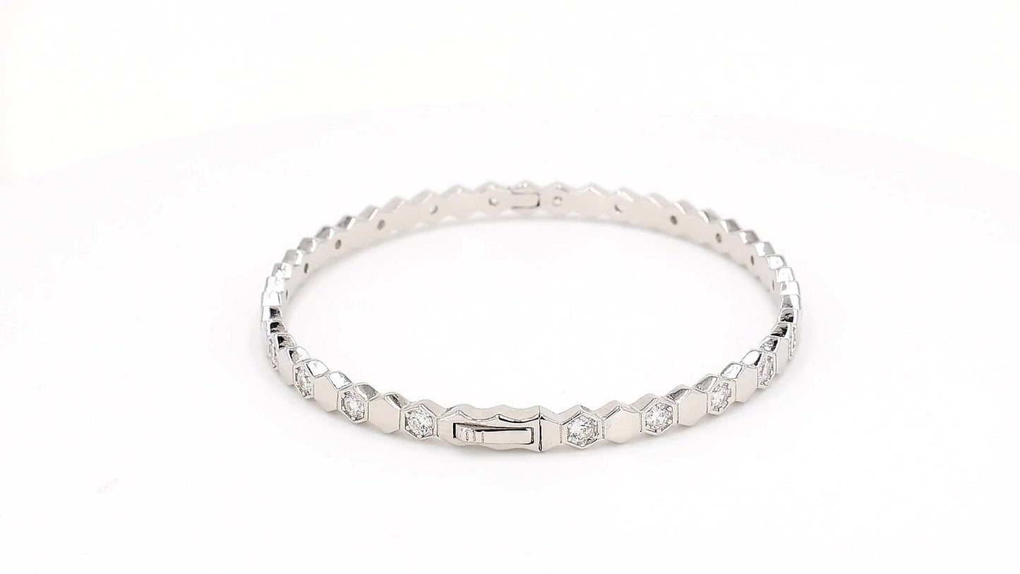 Divara Rowan Bangle, sterling silver 925 cubic zirconia bracelet