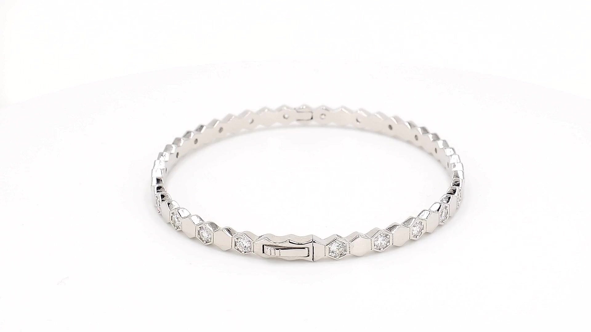 Divara Rowan Bangle, sterling silver 925 cubic zirconia bracelet