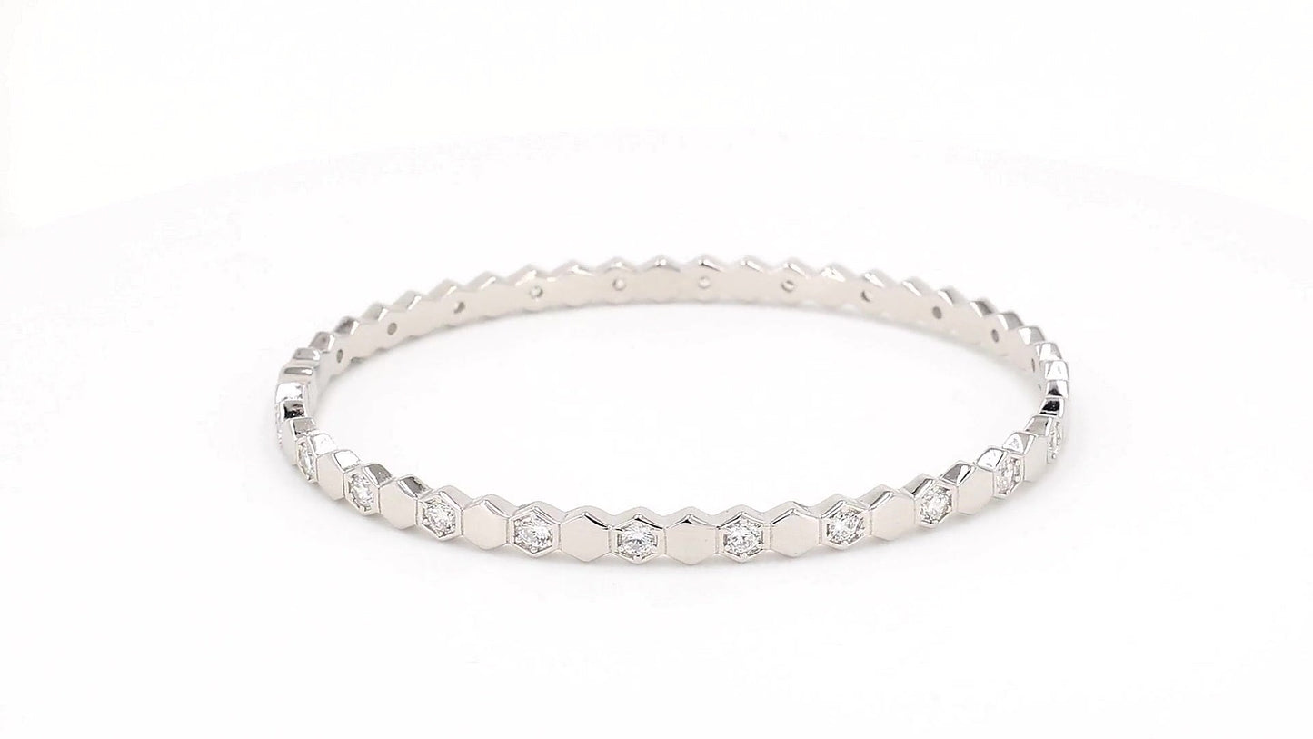 Divara Rowan Bangle, sterling silver 925 cubic zirconia bracelet
