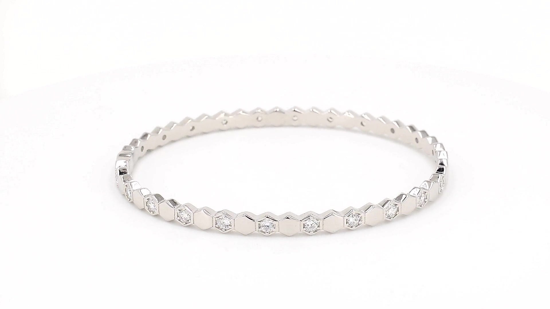 Divara Rowan Bangle, sterling silver 925 cubic zirconia bracelet