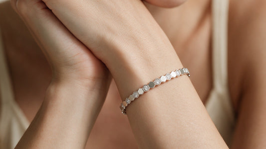 Divara Rowan Bangle, sterling silver 925 cubic zirconia bracelet