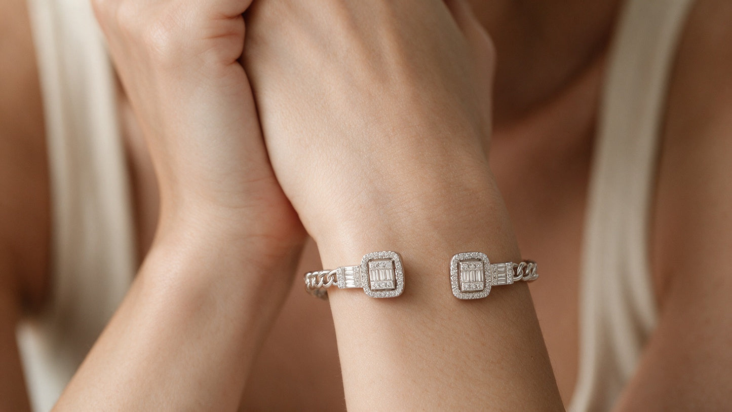 Divara Coralie Bangle, sterling silver 925 cubic zirconia bracelet