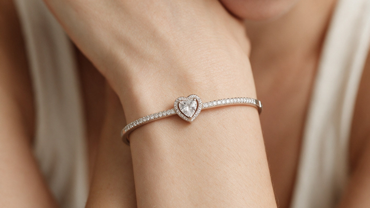 Divara Amara Bangle, sterling silver 925 cubic zirconia bracelet