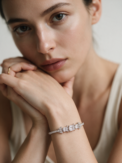 Divara Seraphine Bangle, sterling silver 925 cubic zirconia bracelet