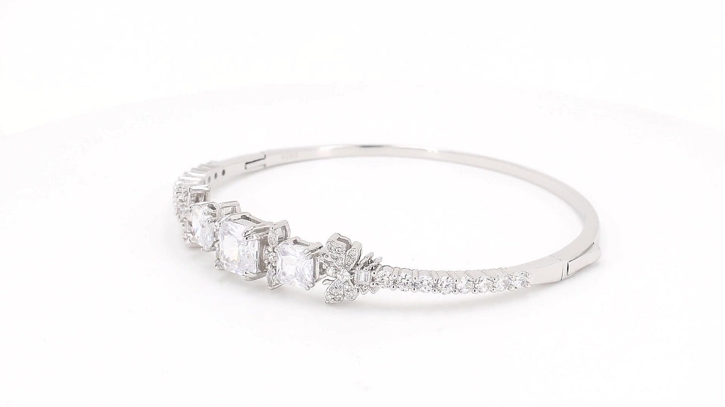 Divara Seraphine Bangle, sterling silver 925 cubic zirconia bracelet
