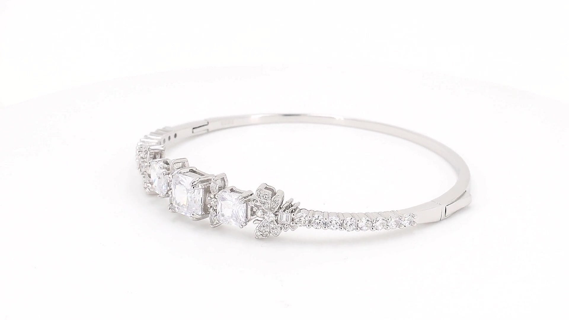 Divara Seraphine Bangle, sterling silver 925 cubic zirconia bracelet