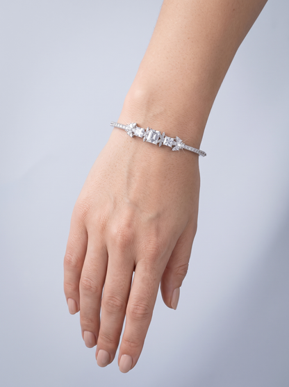 Divara Seraphine Bangle, sterling silver 925 cubic zirconia bracelet
