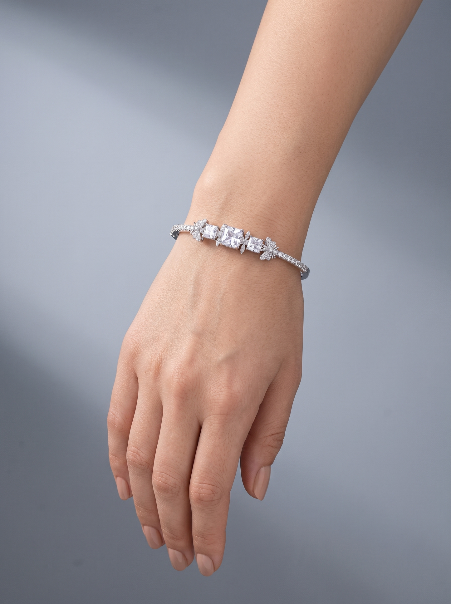 Divara Seraphine Bangle, sterling silver 925 cubic zirconia bracelet