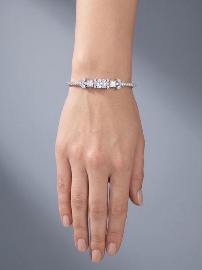 Divara Seraphine Bangle, sterling silver 925 cubic zirconia bracelet