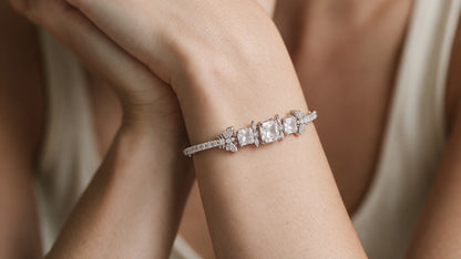 Divara Seraphine Bangle, sterling silver 925 cubic zirconia bracelet