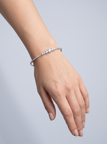 Divara Verity Bangle, sterling silver 925 cubic zirconia bracelet