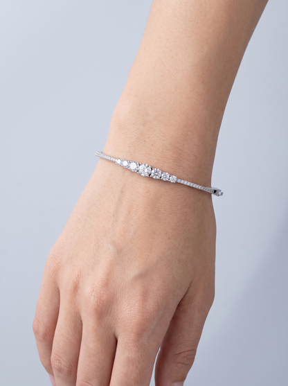 Divara Verity Bangle, sterling silver 925 cubic zirconia bracelet