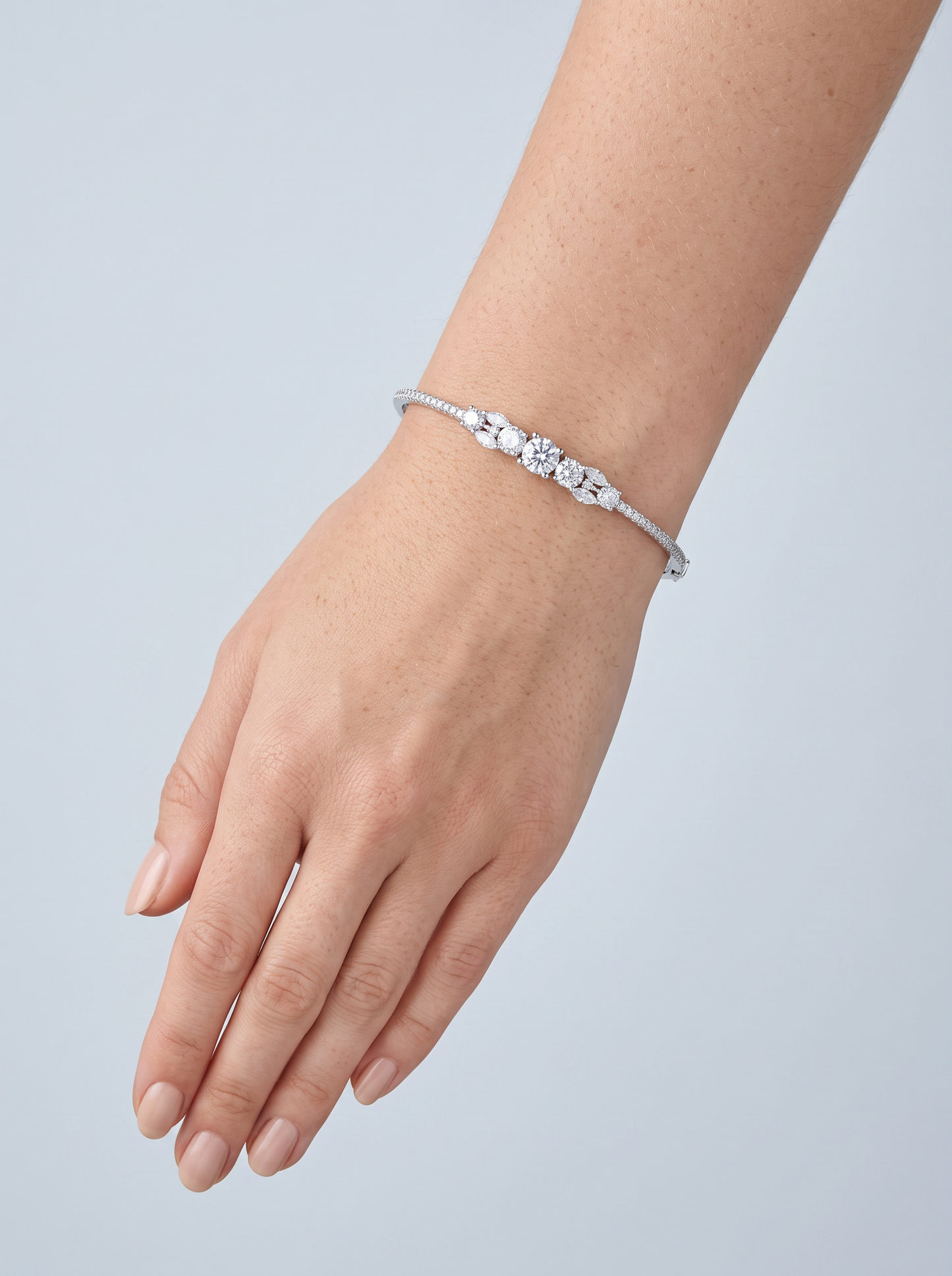 Divara Verity Bangle, sterling silver 925 cubic zirconia bracelet