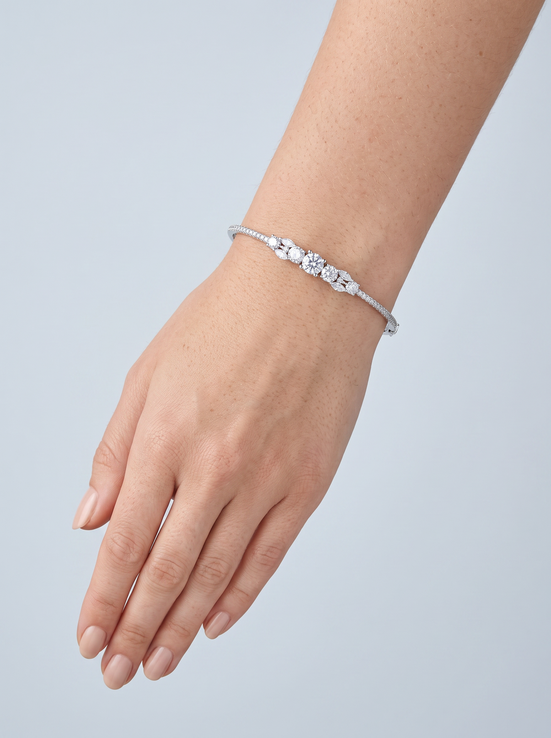 Divara Verity Bangle, sterling silver 925 cubic zirconia bracelet