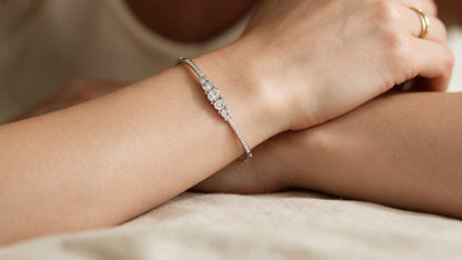 Divara Verity Bangle, sterling silver 925 cubic zirconia bracelet