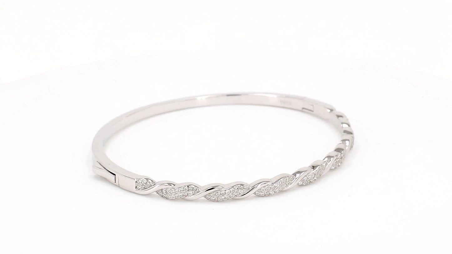 Divara Noor Bangle, sterling silver 925 cubic zirconia bracelet