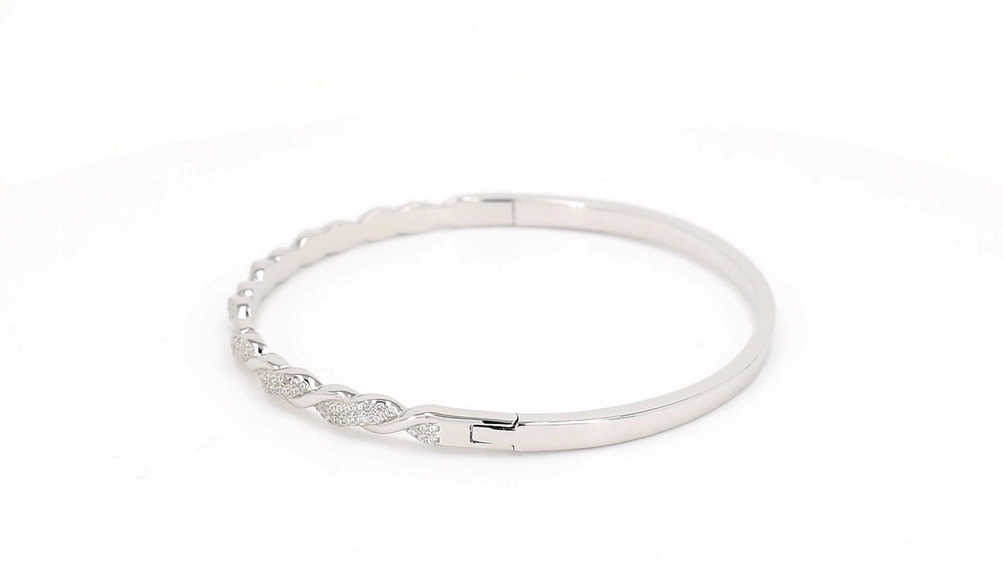 Divara Noor Bangle, sterling silver 925 cubic zirconia bracelet