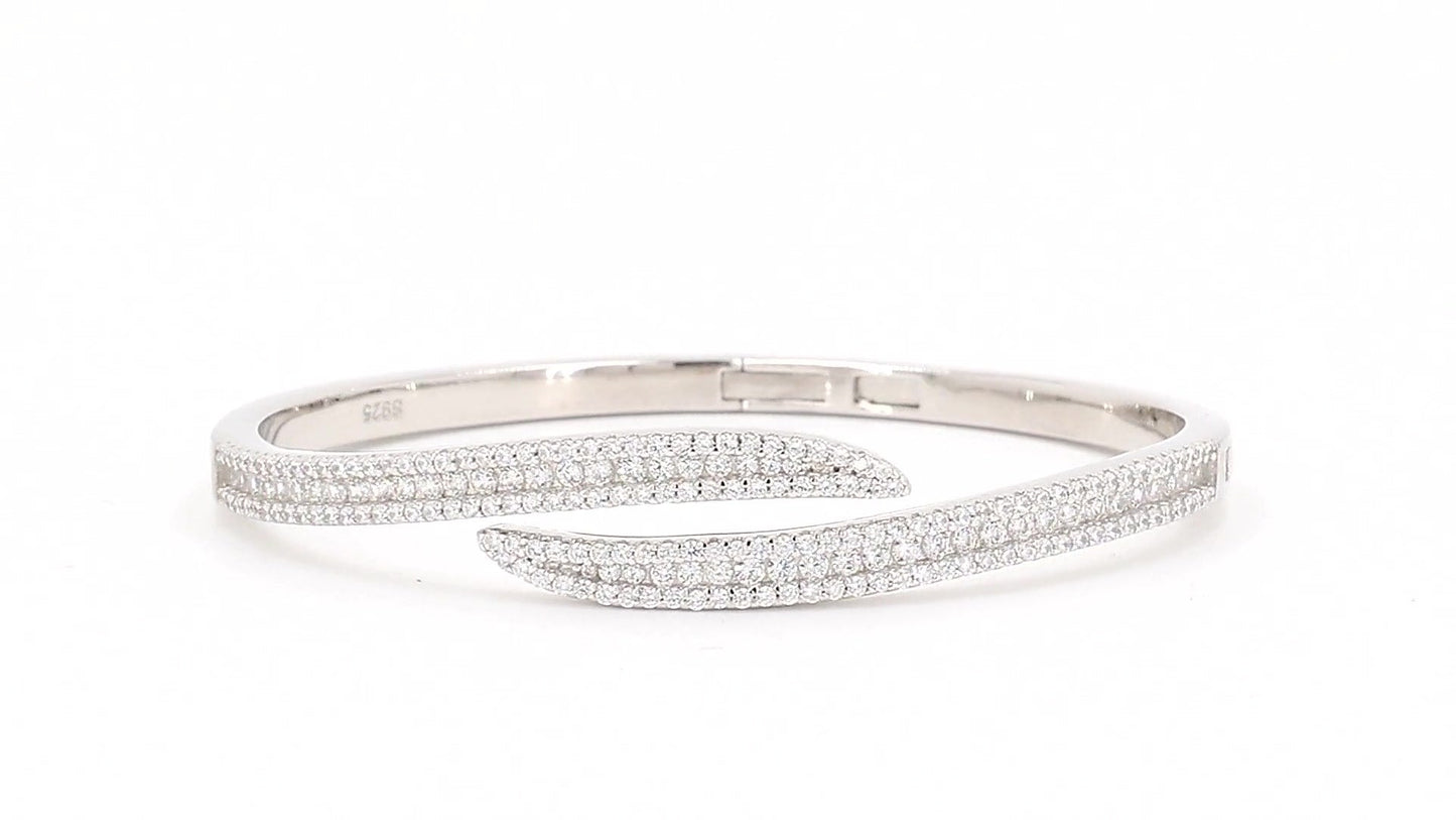 Divara Juno Bangle, sterling silver 925 cubic zirconia bracelet