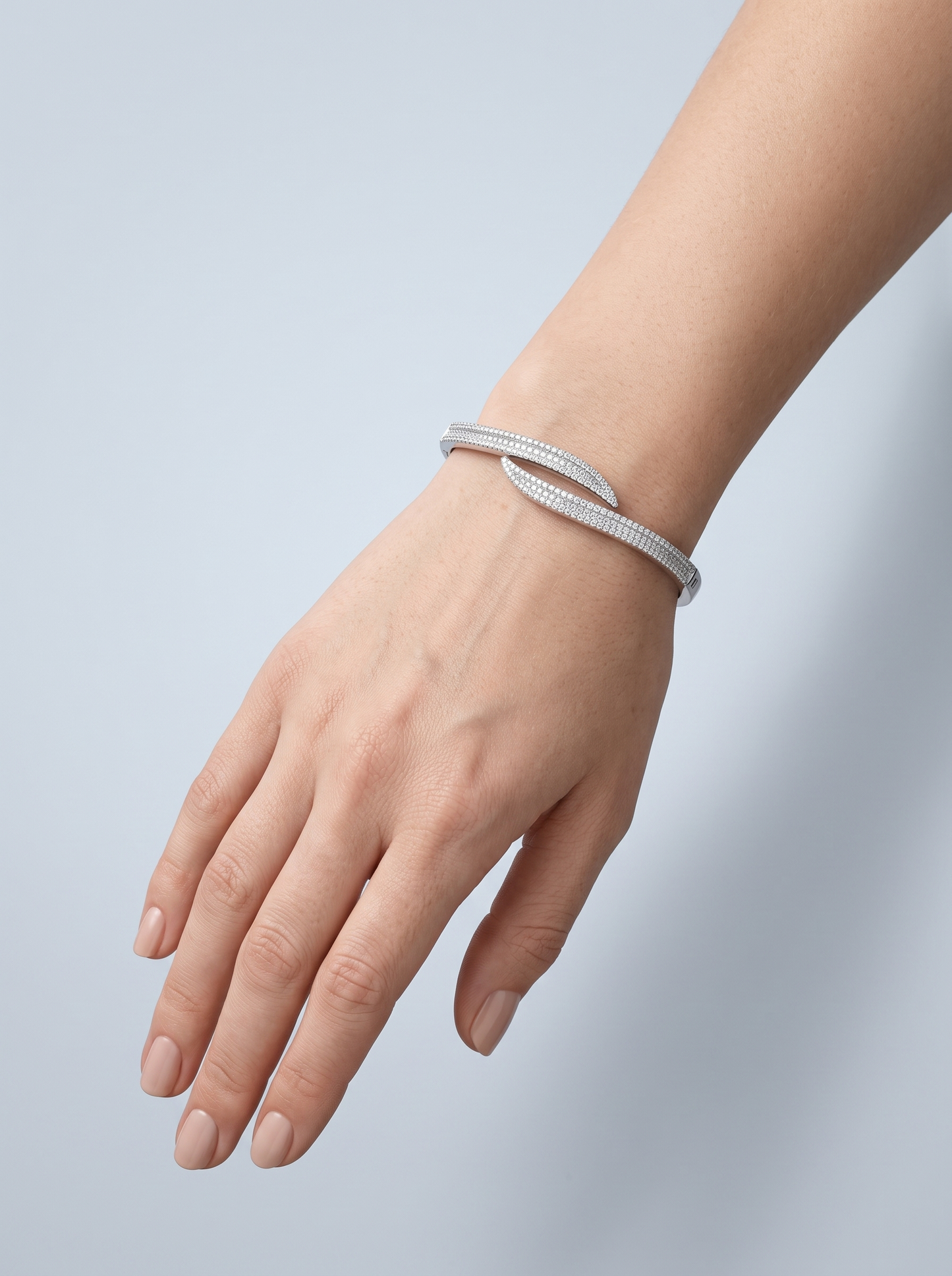 Divara Juno Bangle, sterling silver 925 cubic zirconia bracelet