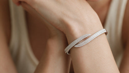 Divara Juno Bangle, sterling silver 925 cubic zirconia bracelet