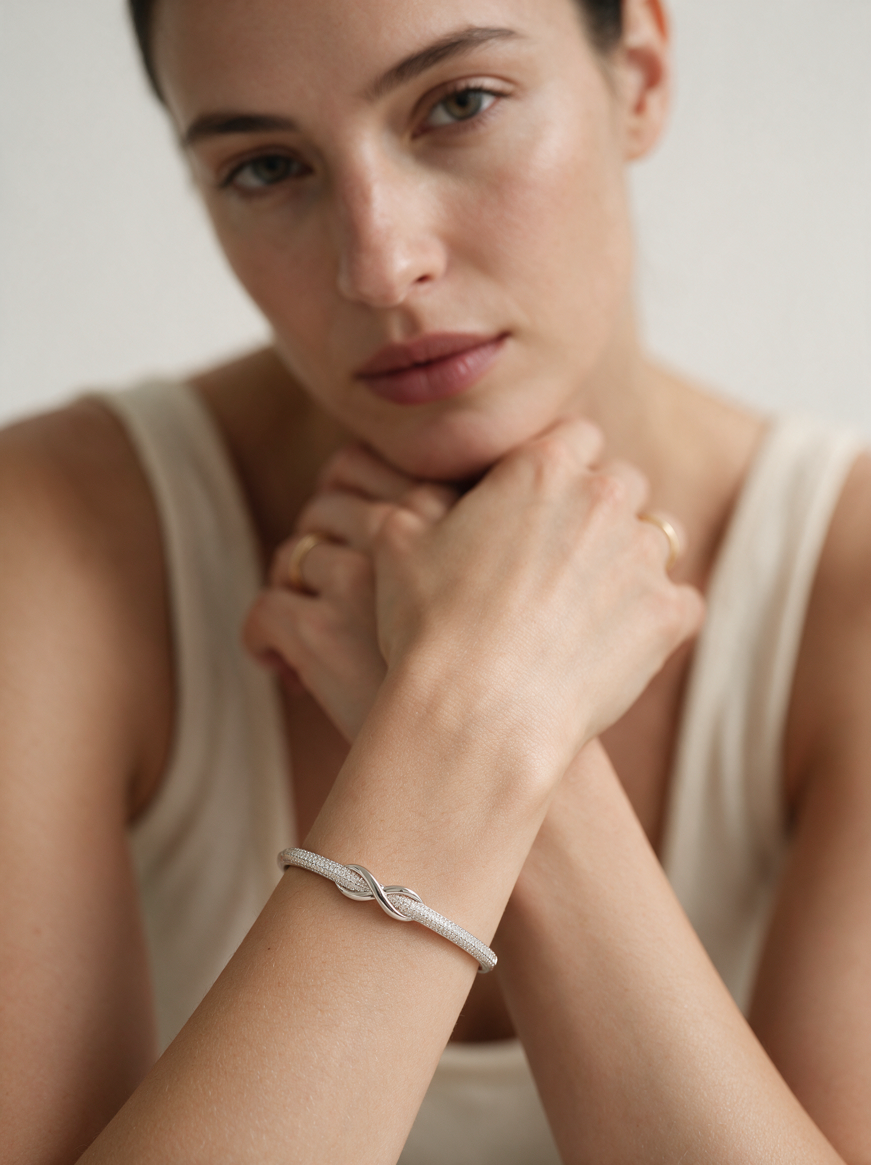 Divara Lyra Bangle, sterling silver 925 cubic zirconia bracelet