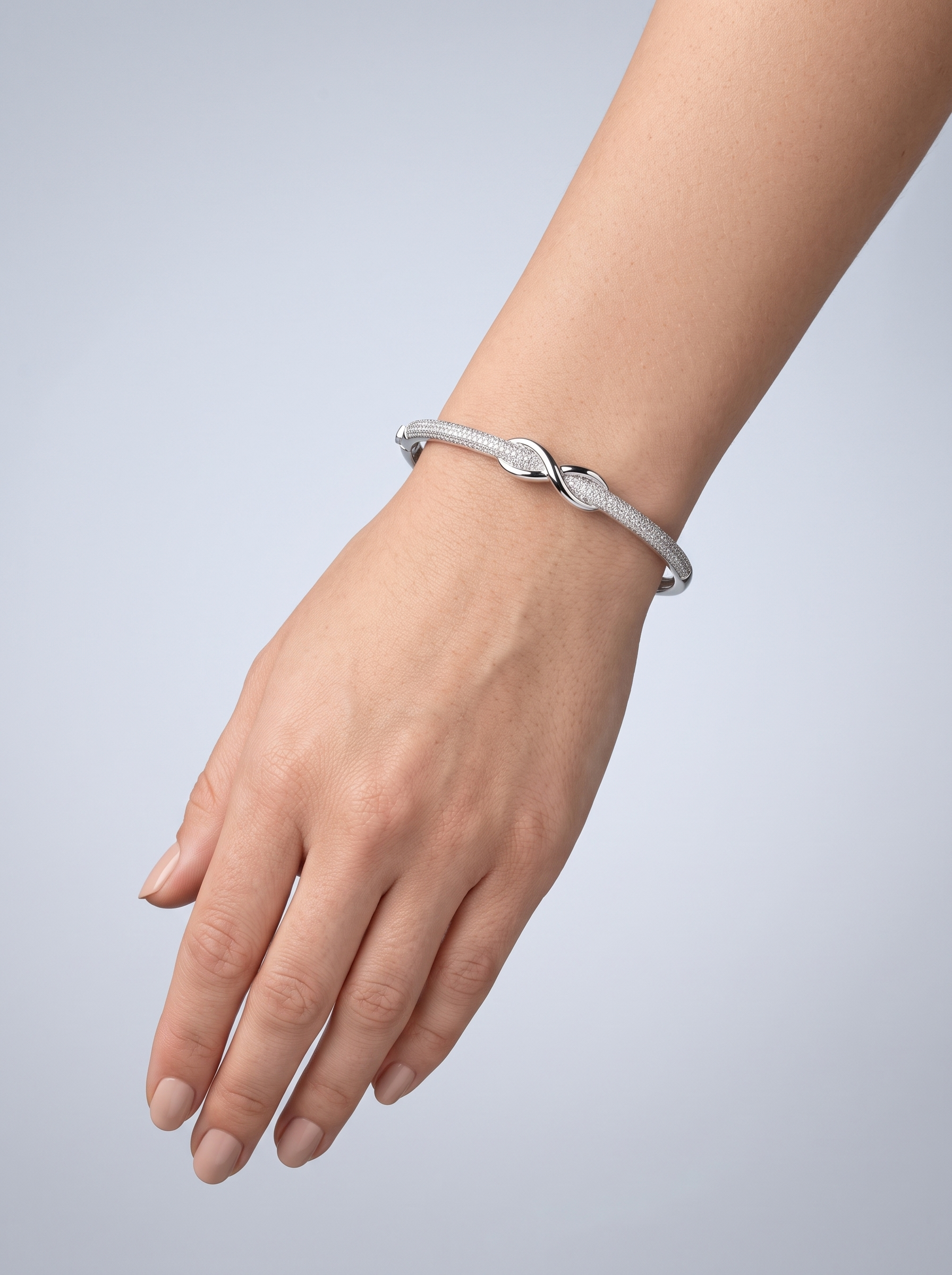 Divara Lyra Bangle, sterling silver 925 cubic zirconia bracelet
