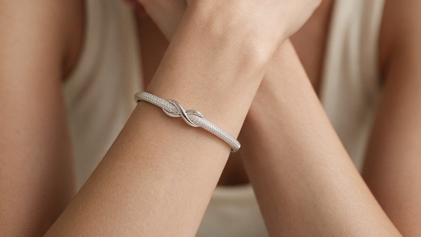 Divara Lyra Bangle, sterling silver 925 cubic zirconia bracelet