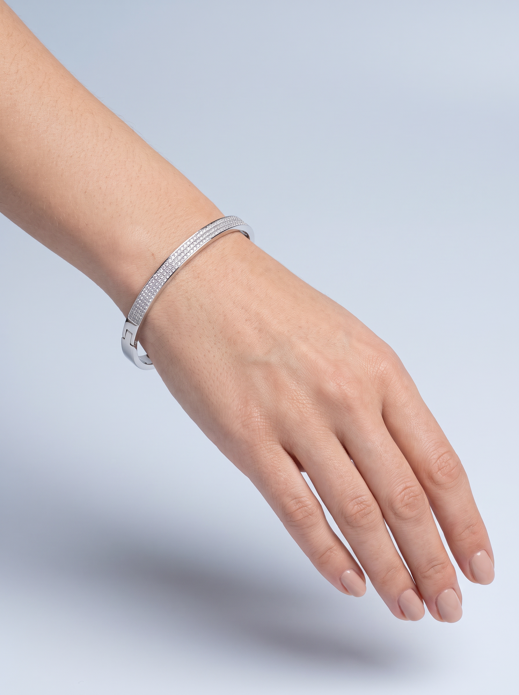Divara Elara Bangle, sterling silver 925 cubic zirconia bracelet