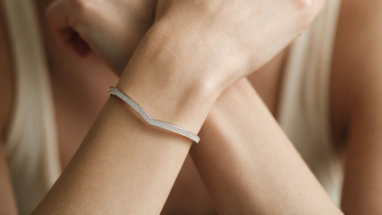 Divara Marisol Bangle, sterling silver 925 cubic zirconia bracelet