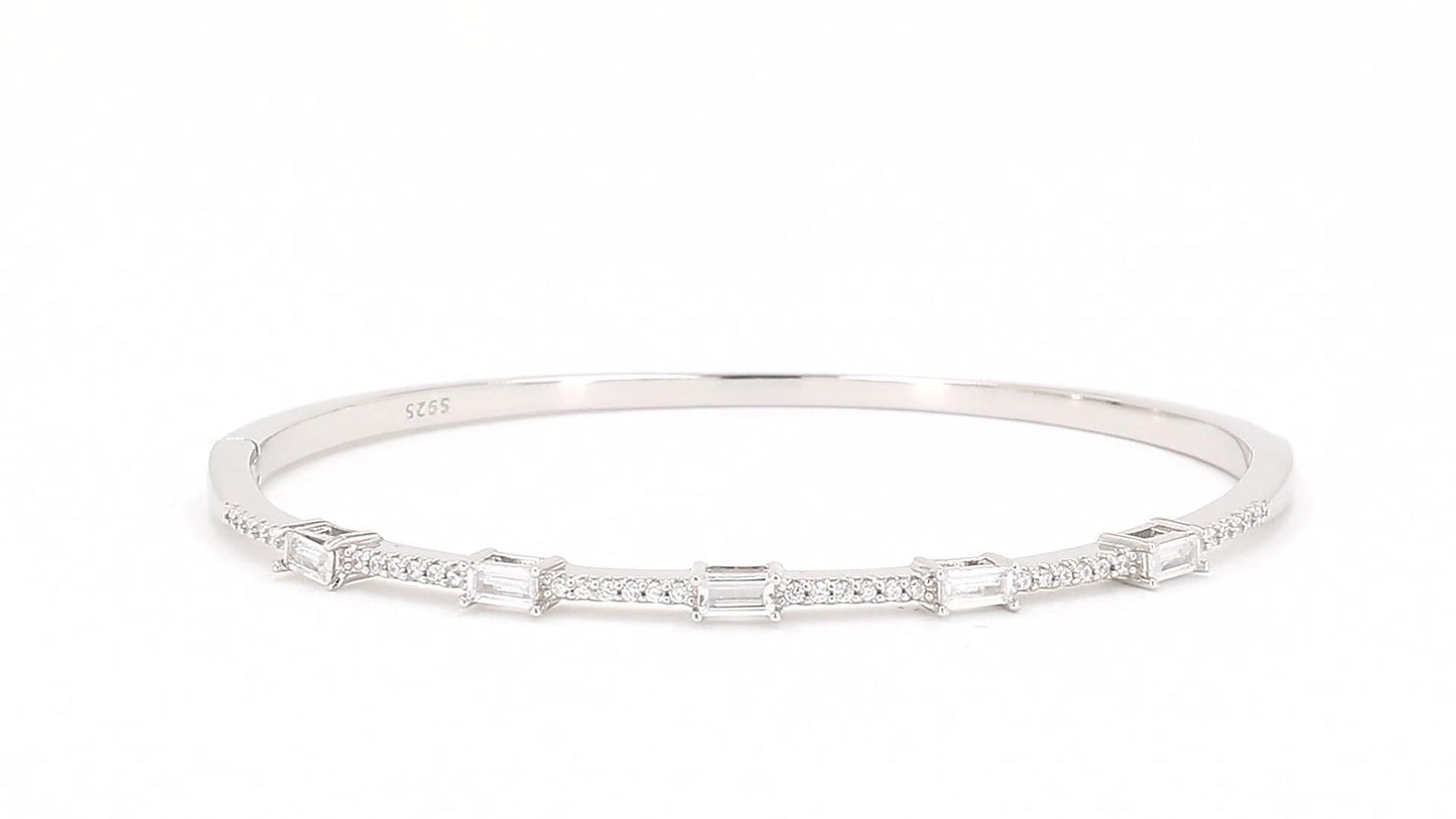 Divara Odette Bangle, sterling silver 925 cubic zirconia bracelet