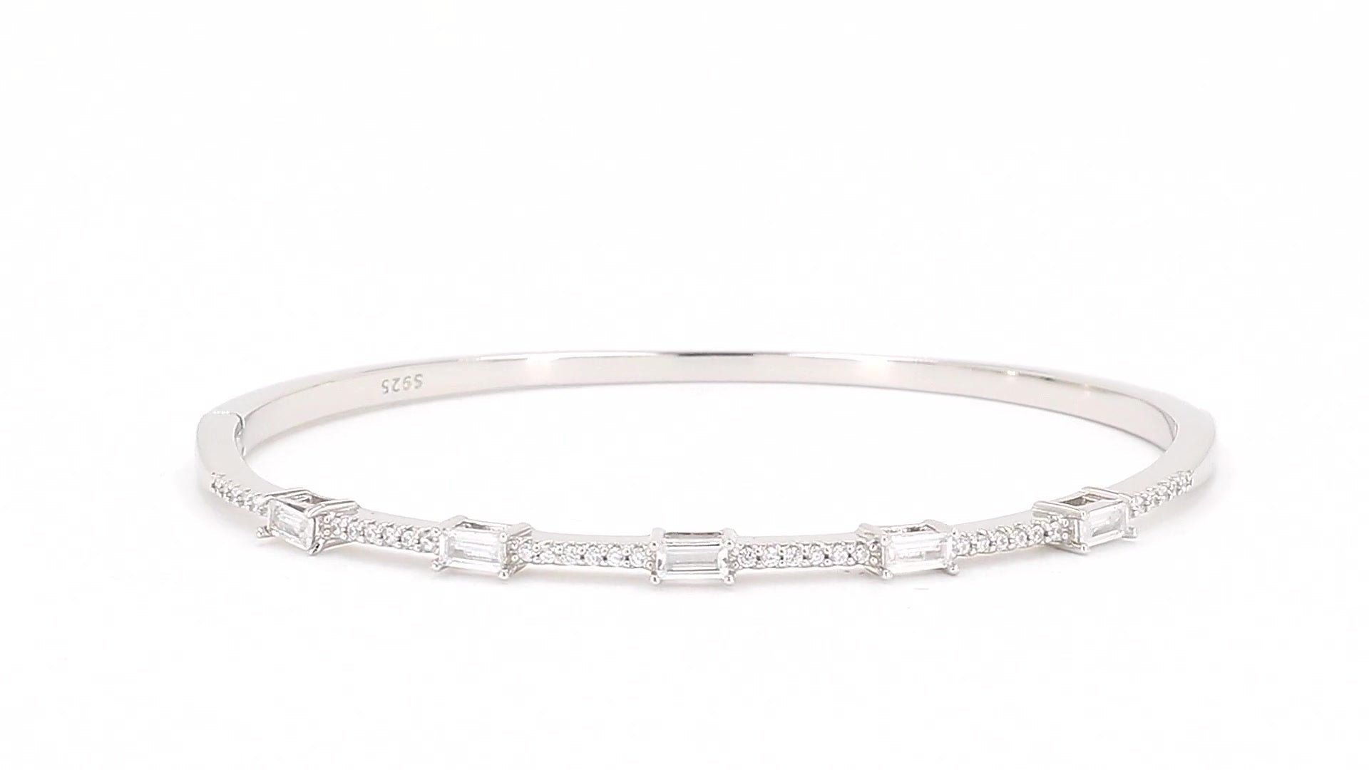 Divara Odette Bangle, sterling silver 925 cubic zirconia bracelet