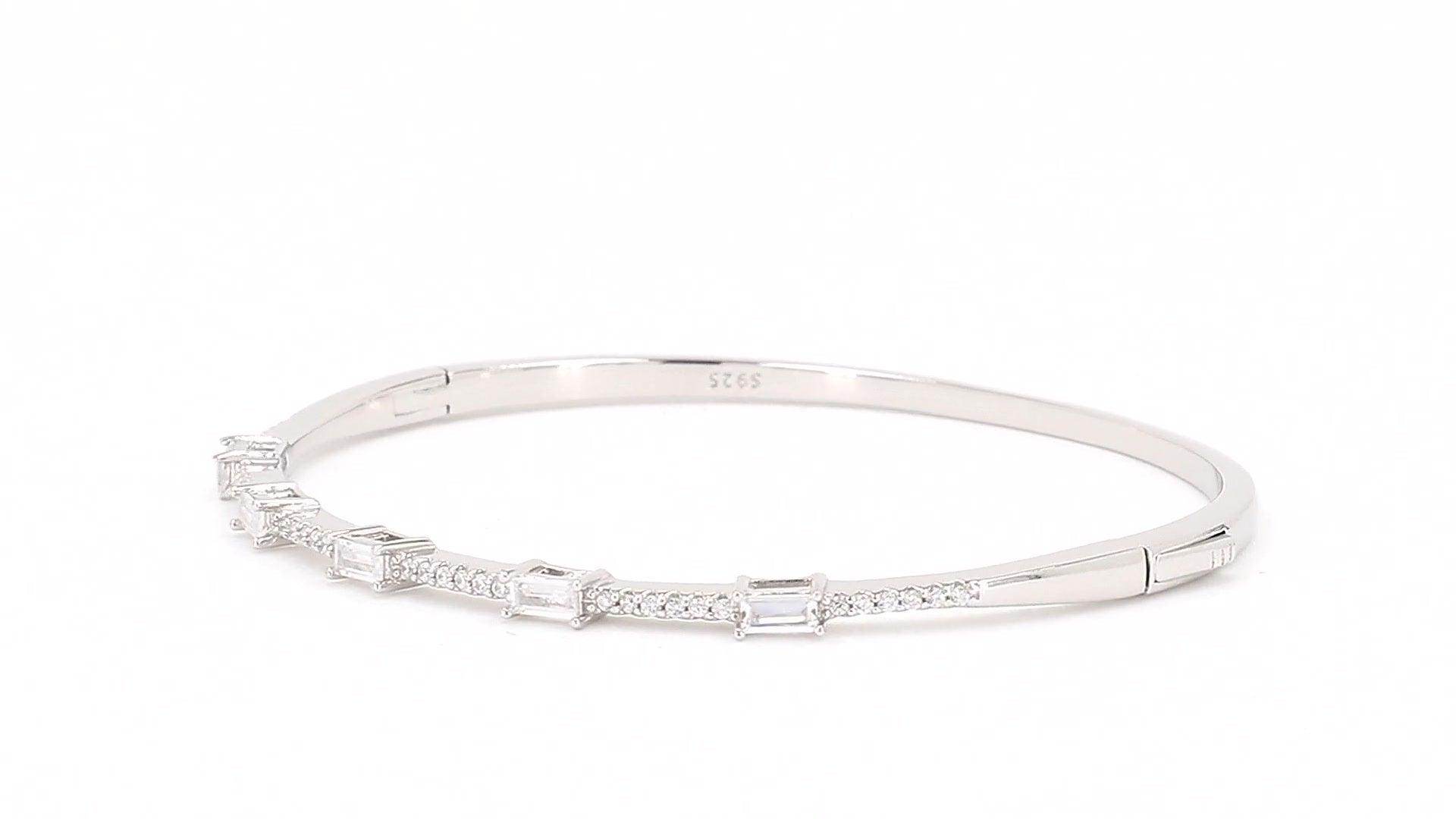 Divara Odette Bangle, sterling silver 925 cubic zirconia bracelet