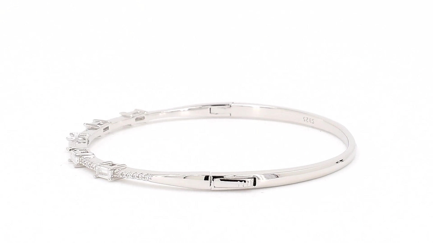 Divara Odette Bangle, sterling silver 925 cubic zirconia bracelet