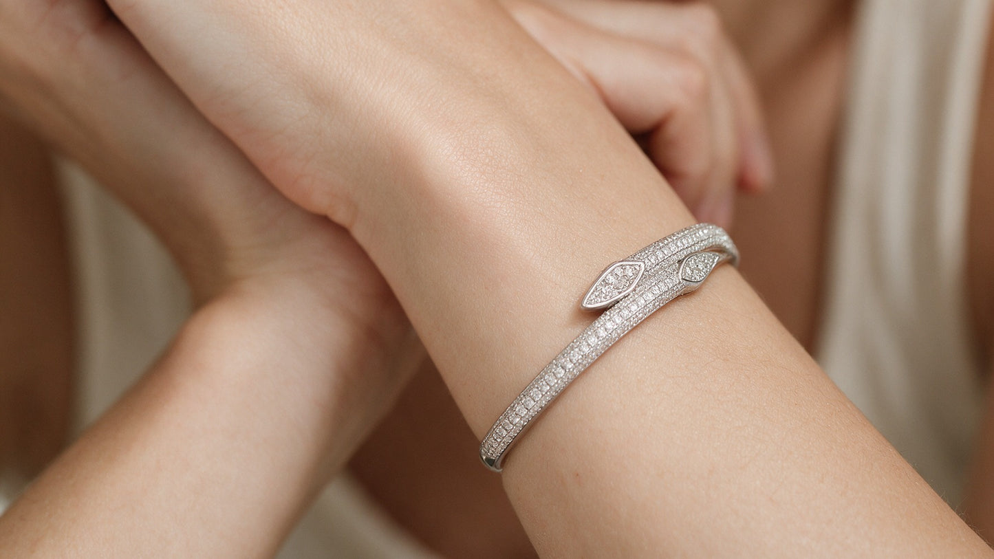 Divara Adelina Bangle, sterling silver 925 cubic zirconia bracelet